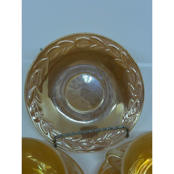 VTG Fire King Peach Lustre Coffee Tea Mugs & Saucers Set MCM Dinnerware Serve - Picture 4 of 7